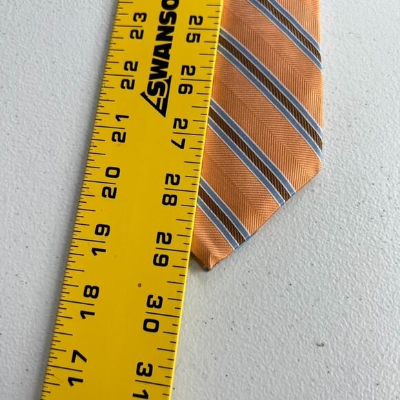 "346" Brooks Brothers Men's Tie 58" 100% Pure Silk Orange/ Blue Rep Striped - Picture 6 of 8